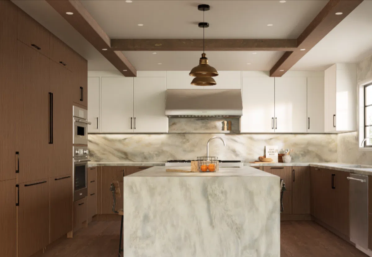 luxury modern warm kitchen design by LinqKitchen los angeles cabinet maker